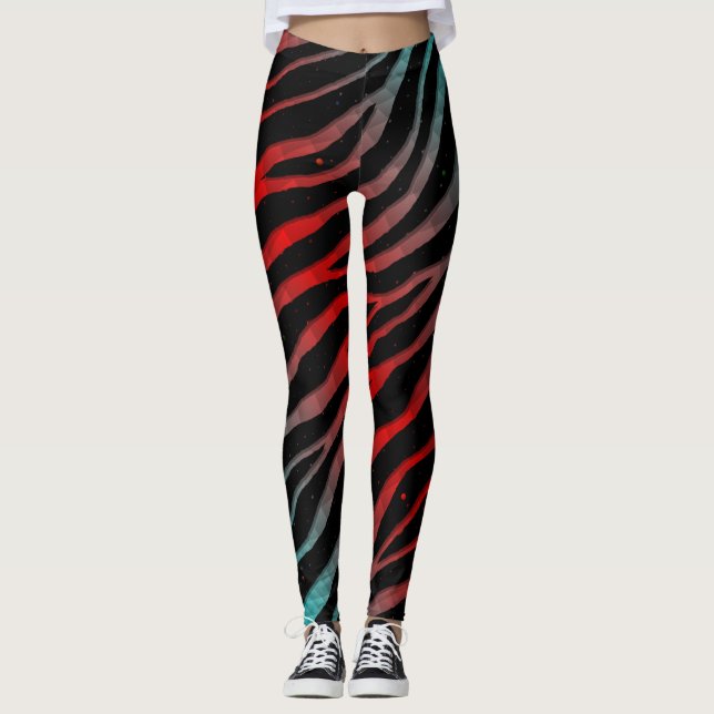 Rippat SpaceTime-Rand - cyan/Red Leggings (Framsida)