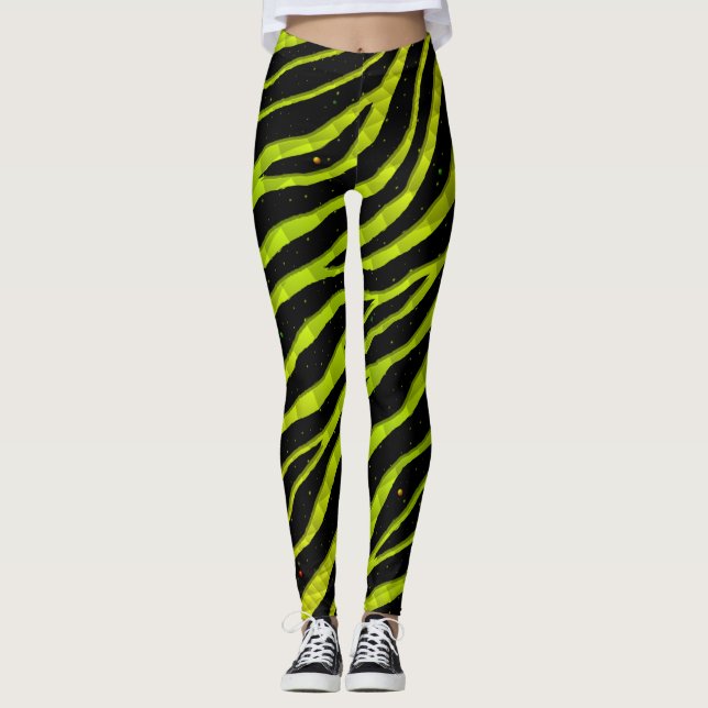 Rippat SpaceTime-Rand - Gult/begränsning Leggings (Framsida)