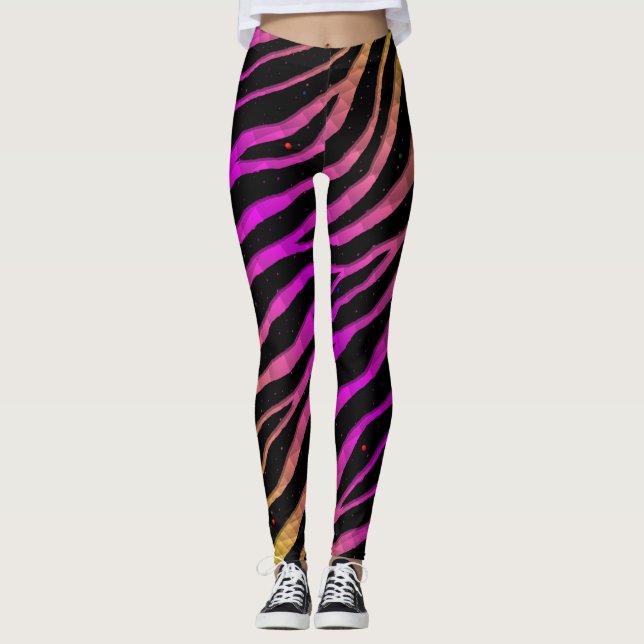Rippat SpaceTime-Rand - Gult/Rosa Leggings (Framsida)