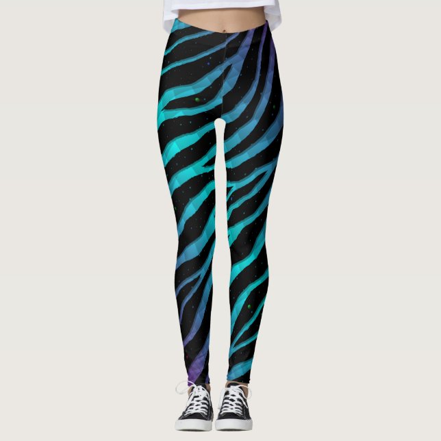 Rippat SpaceTime-Rand - Lila/cyan Leggings (Framsida)