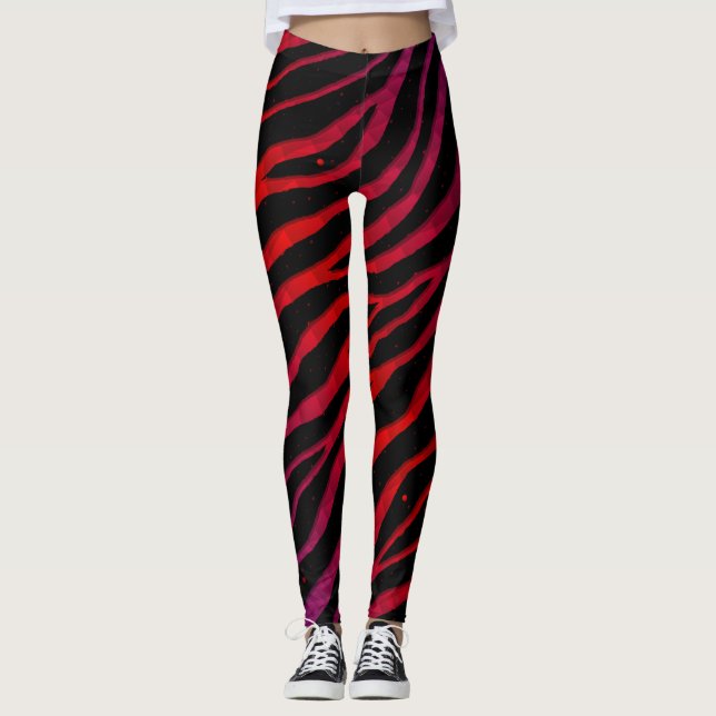 Rippat SpaceTime-Rand - Lila/röd Leggings (Framsida)