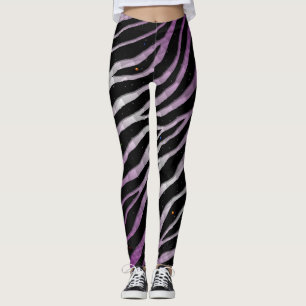 Rippat SpaceTime-Rand - Lila/vit Leggings