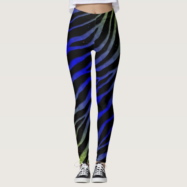 Rippat SpaceTime-Rand - Lime/Blue Leggings (Framsida)