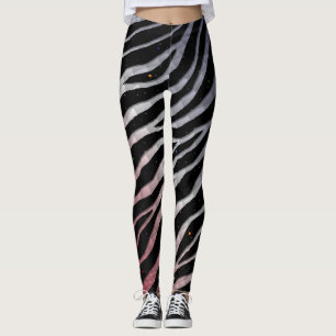 Rippat SpaceTime-Rand - röd/vit/blå Leggings