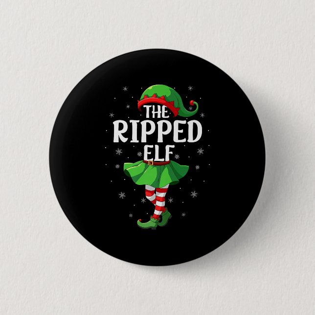 Ripped Elf Christmas Girls Women Elf Squad Xmas Fa Knapp (Framsida)