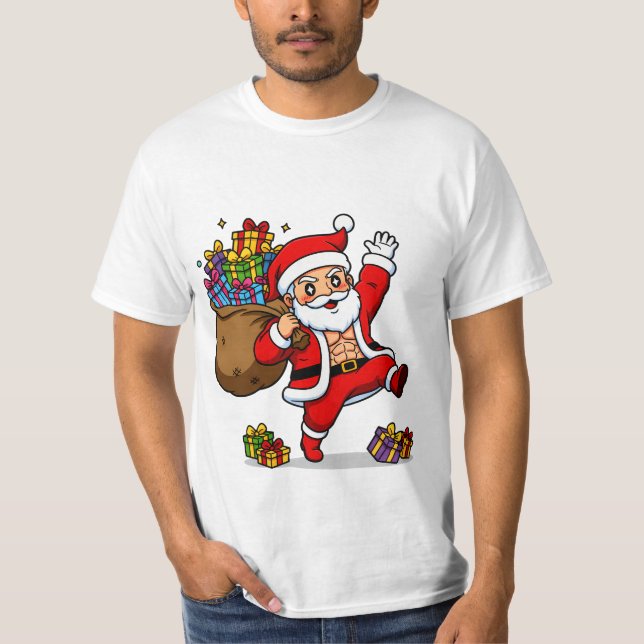 Ripped Santa Christmas | Muscular Claus & Holiday  T Shirt (Framsida)