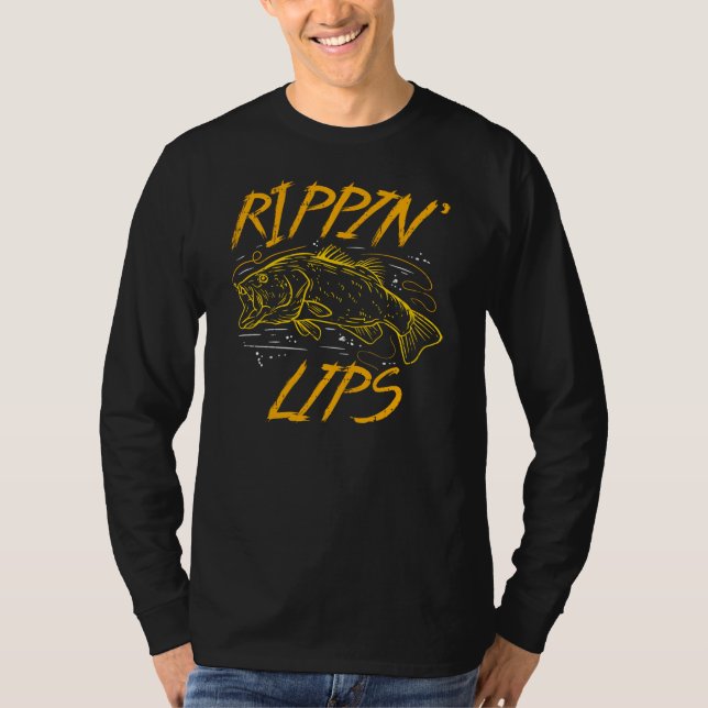 Rippin Läppar Fiske Illustration med Krok T Shirt (Framsida)