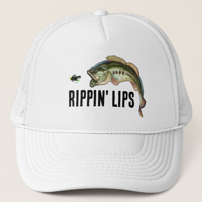 Rippin' Läppar Largemouth Bass Fishing Truckerkeps (Framsida)