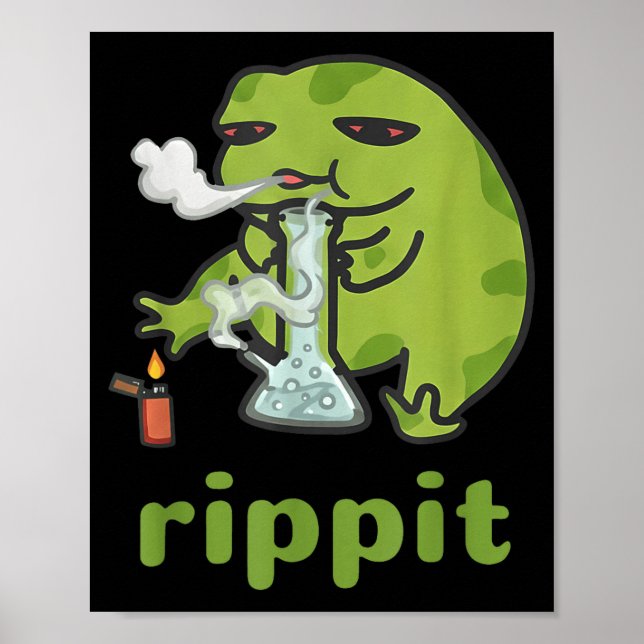 Rippit Groda Stoner Weed Rökare Roligt _1  Poster (Framsidan)
