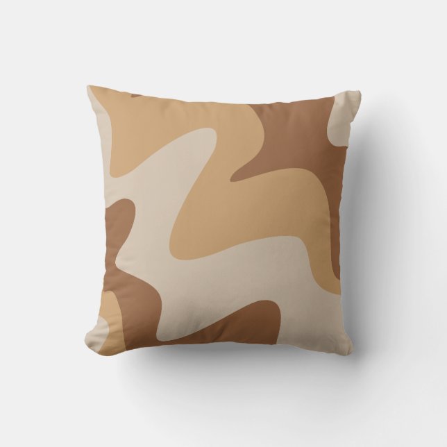 Ripple Rhythm Brown Cream Dekorativ kudde (Framsida)