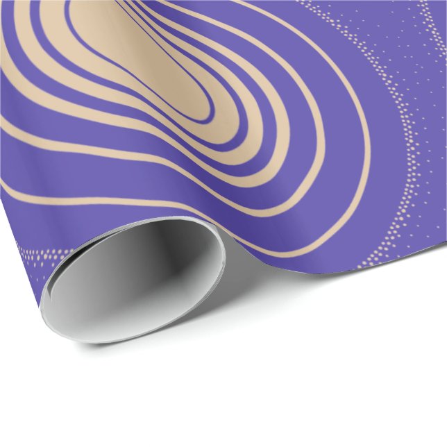 Ripple, Ringar, Concentric Circles, Guld, Lila Presentpapper (Rullad Hörn)