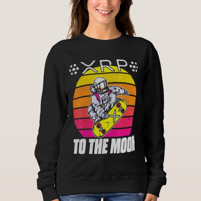Ripple XRP Astronaut Retro Sunset Blockchain T Shirt (Framsida)