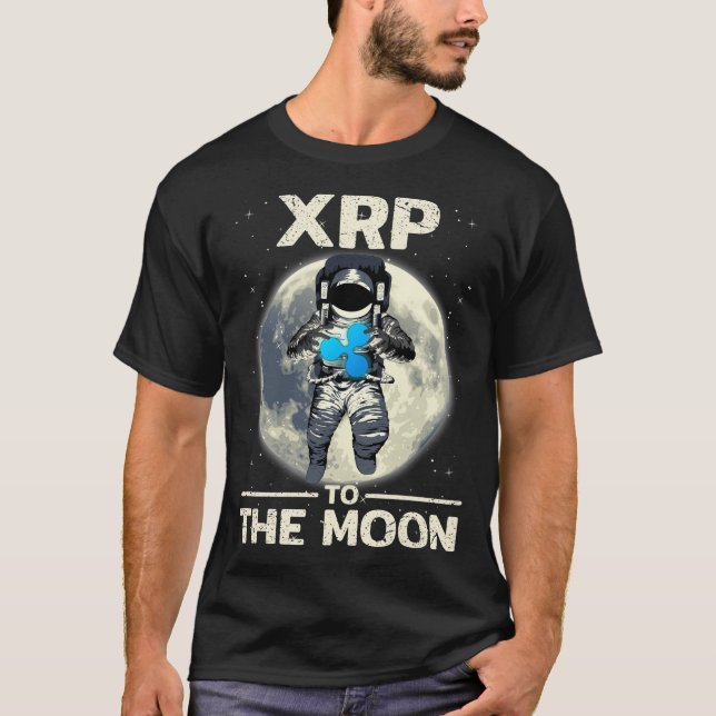 Ripple Xrp Astronaut till Måne Xrp Cryptocurrenc T Shirt (Framsida)