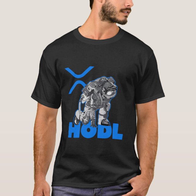Ripple XRP Cryptocurrency - Crypto Astronaut- HODL T Shirt (Framsida)