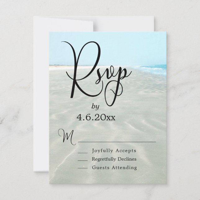 Rippled Sand Aqua Vatten Photo Modern Beach Weddin OSA Kort (Framsida)