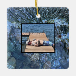 Rippling vatten, brook, ånga, undervattensstenar julgransprydnad keramik