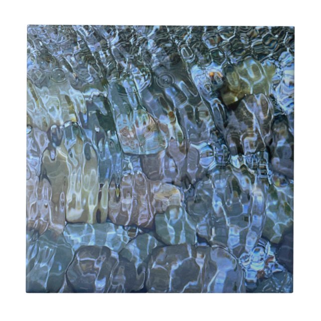 Rippling vatten, brook, ånga, undervattensstenar kakelplatta (Framsidan)