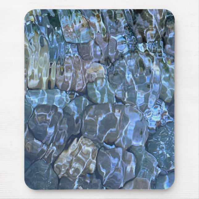 Rippling vatten, brook, ånga, undervattensstenar musmatta (Framsidan)