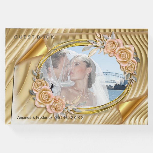 Rippningseffekt och Ro för Elegant i guld Gästböcker (Framsida)