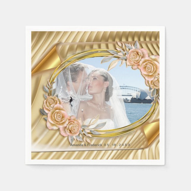 Rippningseffekt och Ro för Elegant i guld Pappersservett (Framsidan)