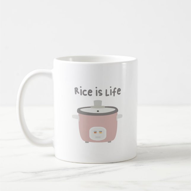 Ris är Life Cute Rosa Ris Cooker Asian Food Kaffemugg (Vänster)