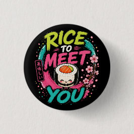 Ris att Mötas – Sött Kawaii Sushi-design Knapp