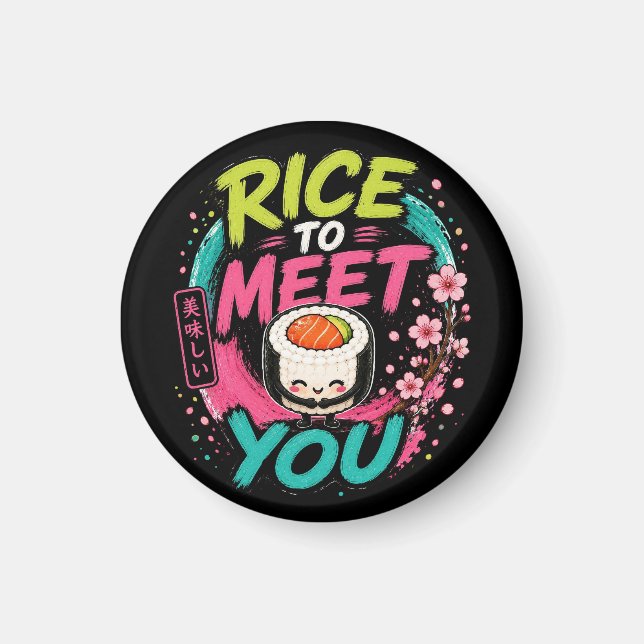 Ris att Mötas – Sött Kawaii Sushi-design Magnet (Framsidan)