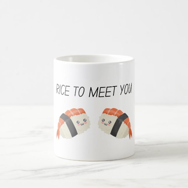 Ris att träffa dig Kawaii Sushi Kaffemugg (Center)