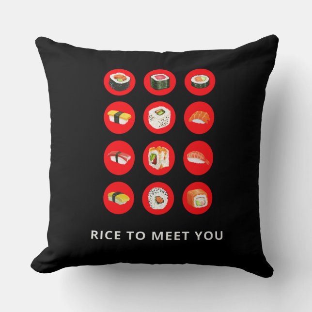 Ris att träffa dig Sushi T-Shirt Kudde (Framsida)