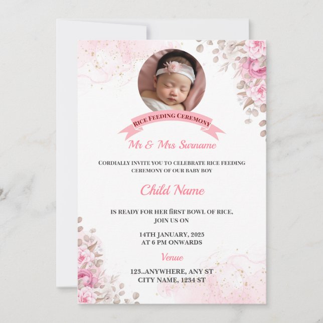 Ris Matande inbjudan, Annaprashan Card Inbjudningar (Framsida)