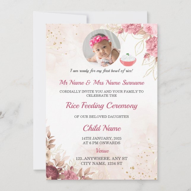 Ris Matande inbjudan, Annaprashan Card Inbjudningar (Framsida)