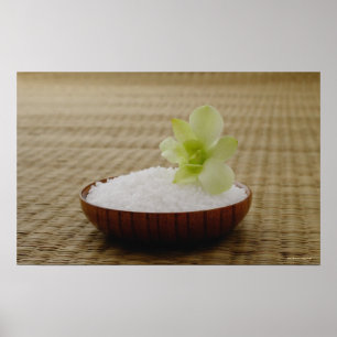 Ris med blomma på ett tatamat poster