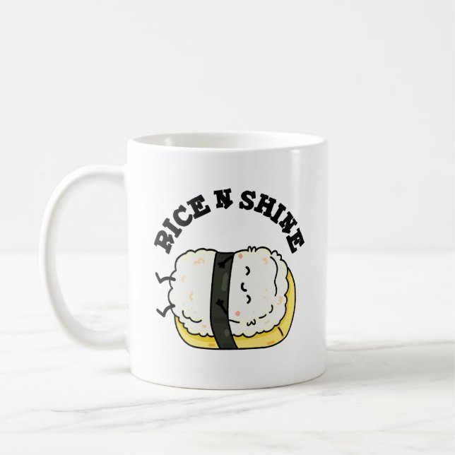 Ris och Shine Funny Sushi Pun Kaffemugg (Vänster)