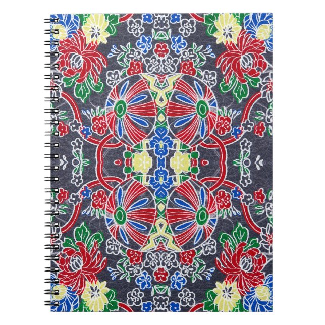 Ris Papper Chiyogami Art Anteckningsbok Med Spiral (Framsidan)