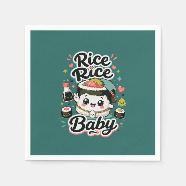 Ris Ris Bebis Kawaii Sushi Pappersservett (Framsidan)