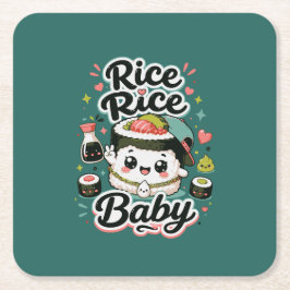 Ris Ris Bebis Kawaii Sushi Underlägg Papper Kvadrat