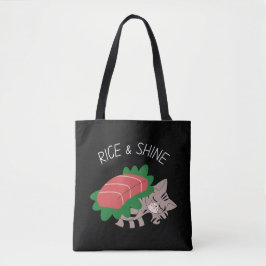 Ris & Shine Cute Kattunge med Kawaii Sushi tote ba Tygkasse