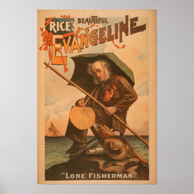 Ris vackra Evangeline "Lone Fisherman" Poster (Framsidan)