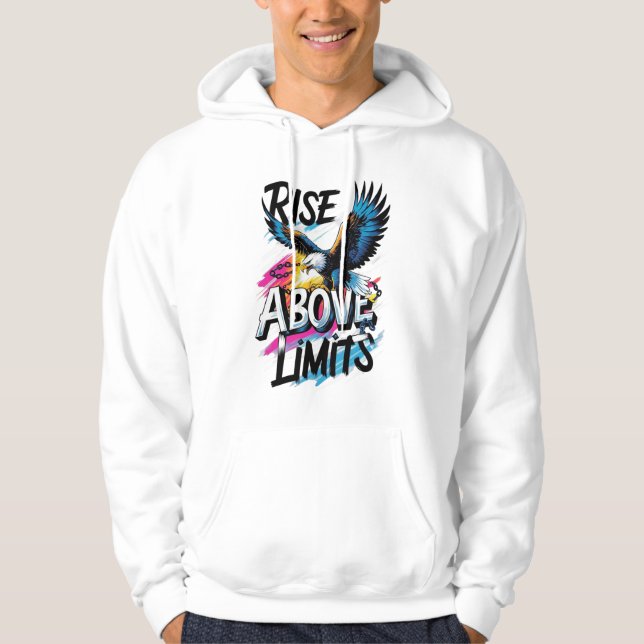 Rise Above Limits – Inspirational Typography Tee  Hoodie (Framsida)