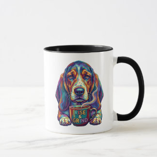 Rise and Grind Basset Hound Pop Art Coffee Mugg