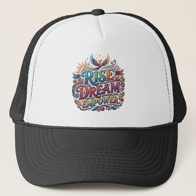 Rise Dream Empower – Inspirerande typografi Keps (Framsida)