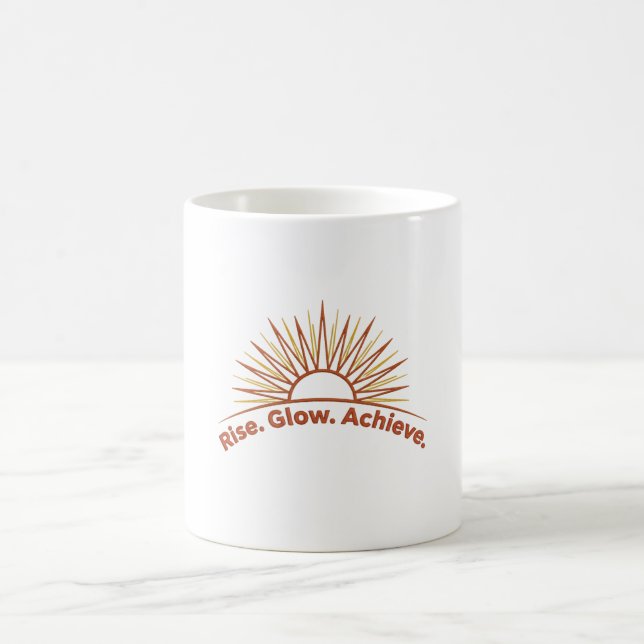 Rise. Glow. Achieve. – Motivational Minimal Design Kaffemugg (Center)
