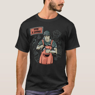 Rise & Grind Barista Kaffecitat Illustration T-Shi T Shirt