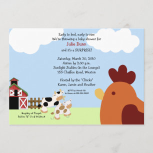 Rise 'n' Shine Barnyard Ko Kor Baby Shower Inbjudningar