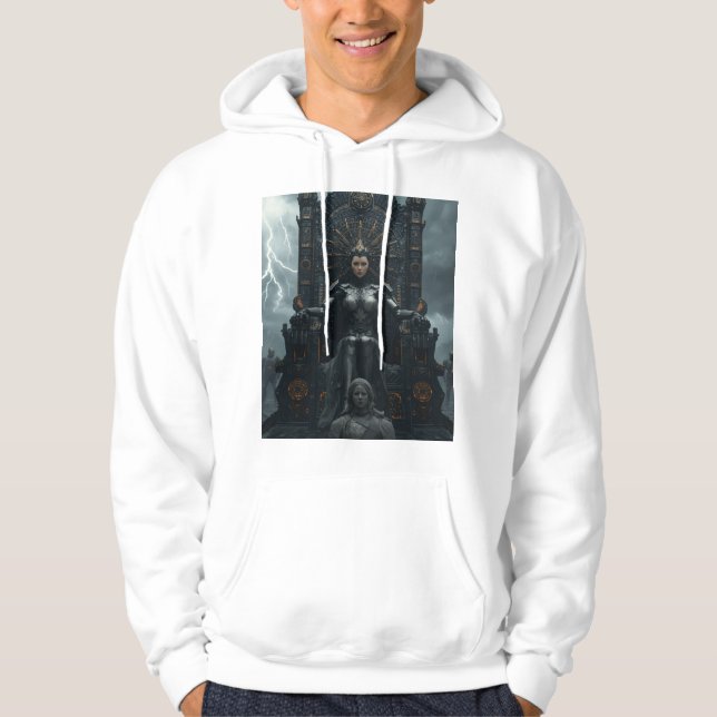  Rise of the AI Empress: Sci Fi Cyberpunk Art Hoodie (Framsida)