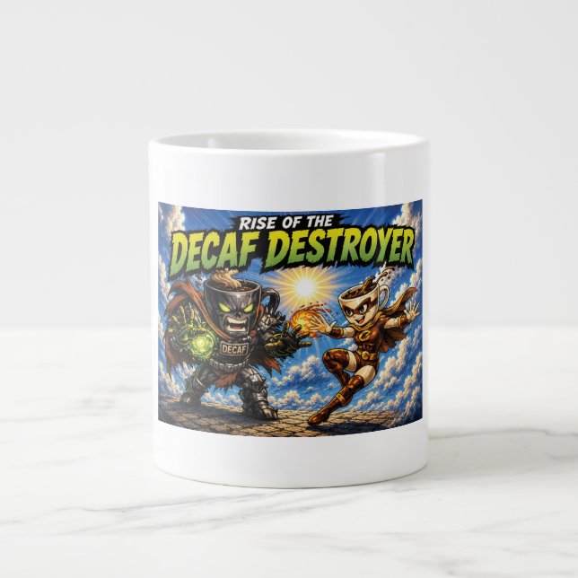Rise of the Decaf Destroyer Kaffe Superhjälte Teck Jumbo Mugg (Framsidan)