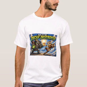 Rise of the Decaf Destroyer Kaffe Superhjälte Teck T Shirt