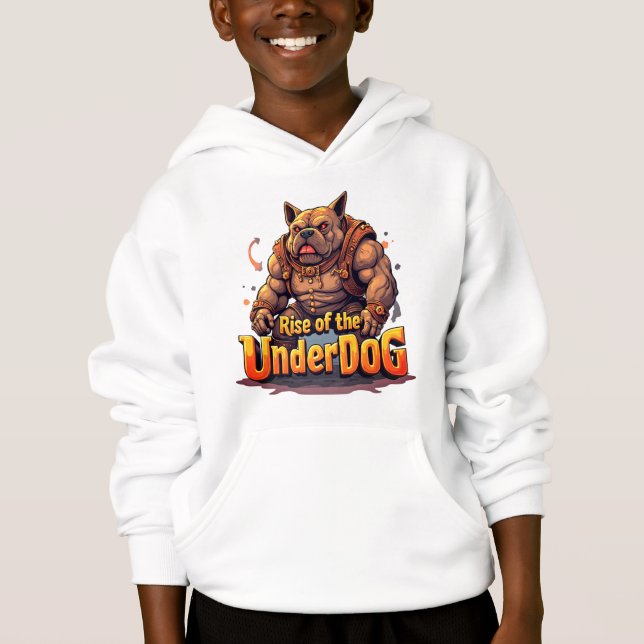 Rise of the Underdog Boys Hoodie – Motivational T Shirt (Framsida)