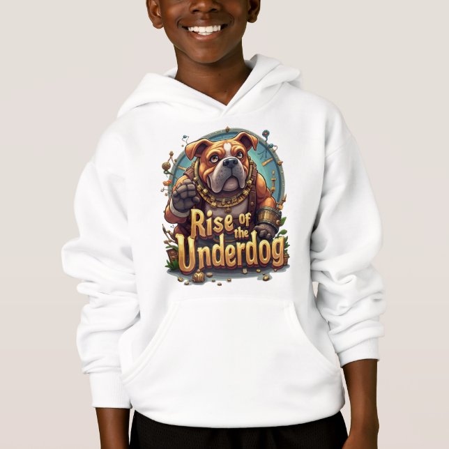 Rise of the Underdog Kids Hoodie – Motivational T Shirt (Framsida)