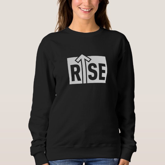 Rise Typografisk Upplyftande Ren Svart T-Shirt (Framsida)